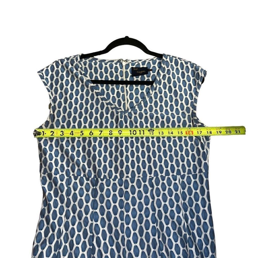 JUST…TAYLOR Blue & White Fit Flare Dress Size 14 - Picture 7 of 9